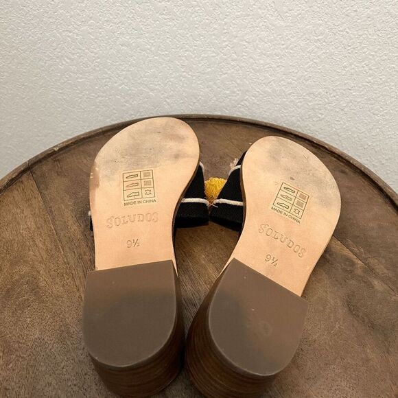 Anthropologie Soludos Tassel City Flat Open Toe Slide Sandals Women's Size 9.5 - Picture 8 of 8